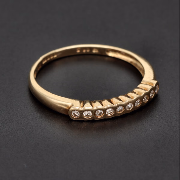 Vintage 9ct Gold Diamond Half Hoop Ring