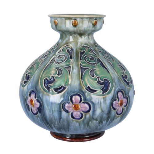 Doulton Lambeth Floral Design Bulbous Vase image-1