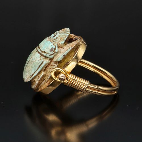 Antique 15ct Gold Swivel Scarab Ring image-3