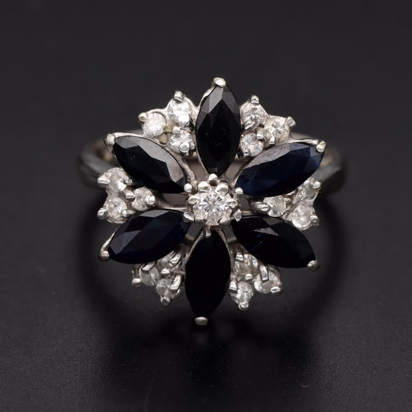 18ct White Gold Sapphire and Diamond Ring