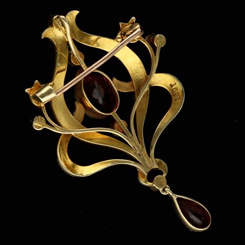 15ct Gold Tourmaline and Seed Pearl Pendant image-4
