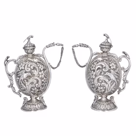 Very Rare Pair of Silver Chuskis Jugs