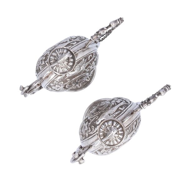 Very Rare Pair of Silver Chuskis Jugs