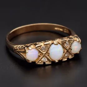Gold Opal Diamond Ring