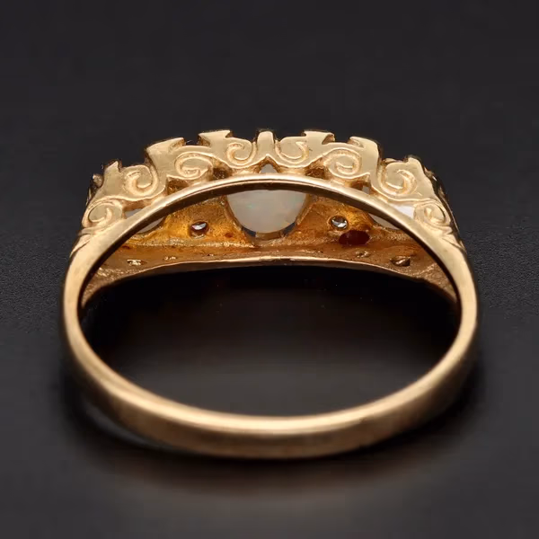 Gold Opal Diamond Ring
