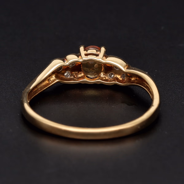 9ct Gold Orange Sapphire Diamond Ring