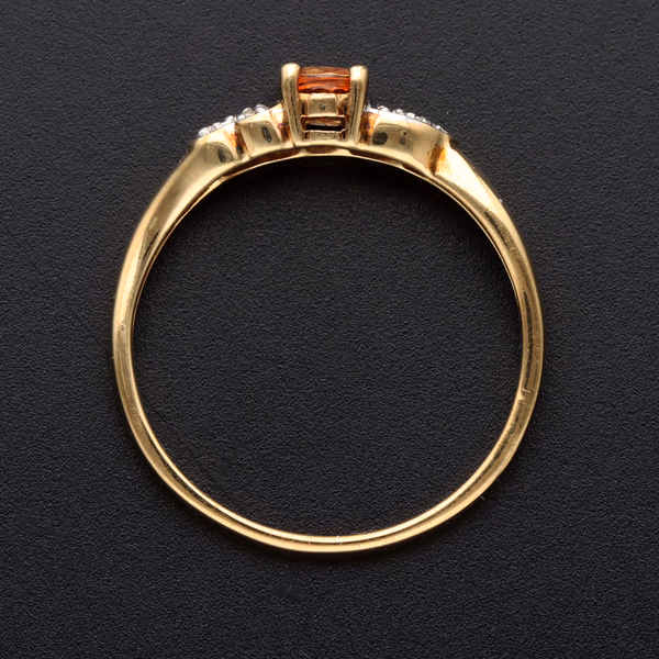 9ct Gold Orange Sapphire Diamond Ring
