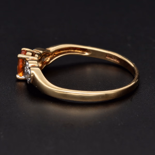 9ct Gold Orange Sapphire Diamond Ring