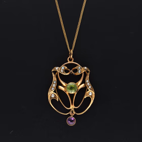 Suffragette Peridot and Amethyst Necklace