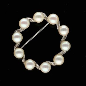 Mikimoto Silver Cultured Pearls Brooch