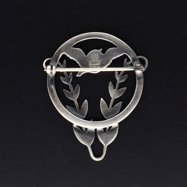 Vintage Danish Sterling Silver "Bird in Wheat" Brooch