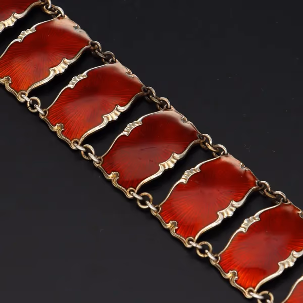 Boxed Norwegian Silver & Guilloche Enamel Bracelet