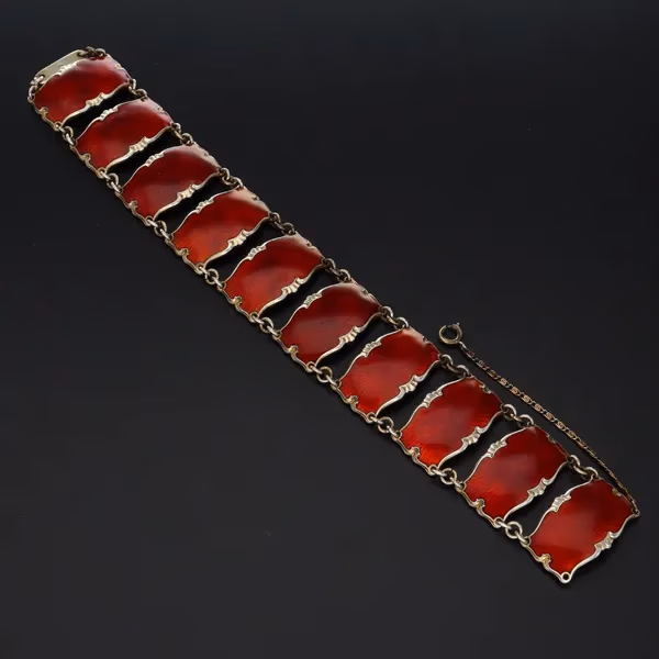 Boxed Norwegian Silver & Guilloche Enamel Bracelet