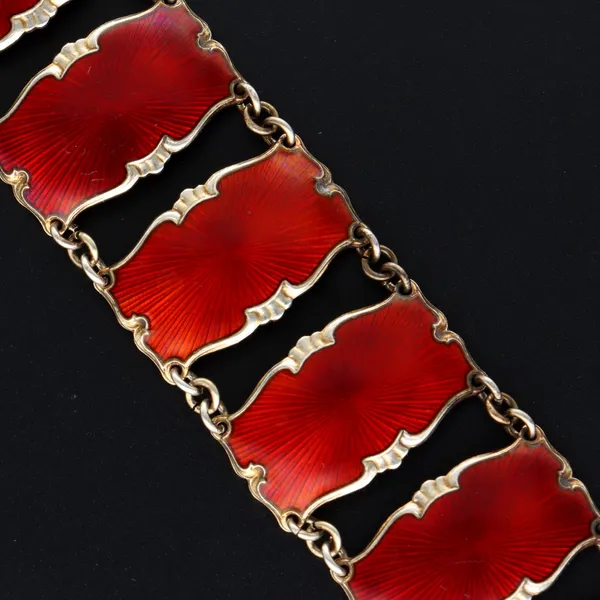 Boxed Norwegian Silver & Guilloche Enamel Bracelet