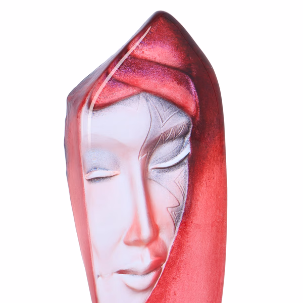 Mats Jonasson Batzeba Red Masq Crystal Sculpture