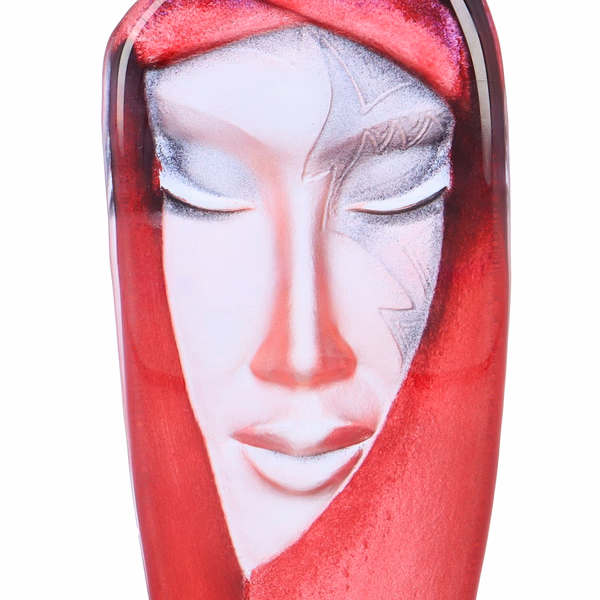 Mats Jonasson Batzeba Red Masq Crystal Sculpture