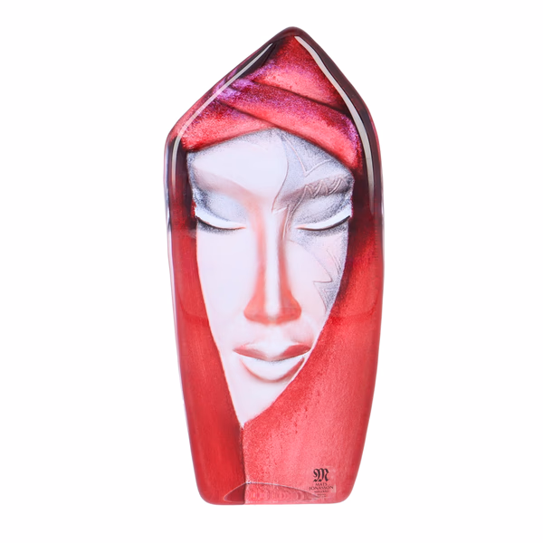Mats Jonasson Batzeba Red Masq Crystal Sculpture