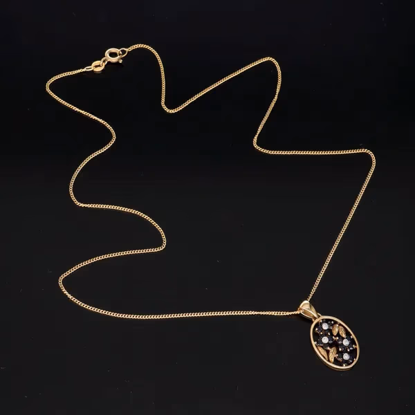 9ct Gold Sapphire and Diamond Pendant Necklace