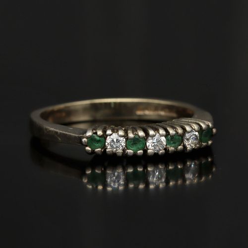 9ct Yellow Gold Emerald and Diamond Ring image-1