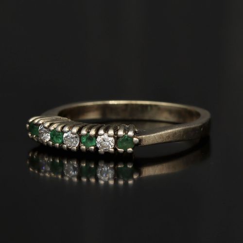 9ct Yellow Gold Emerald and Diamond Ring image-3