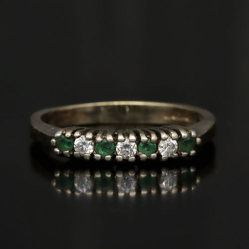 9ct Yellow Gold Emerald and Diamond Ring image-2