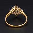 Large Size Gold Tanzanite Cluster Ring. Size V1/2
