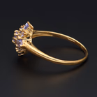 Large Size Gold Tanzanite Cluster Ring. Size V1/2