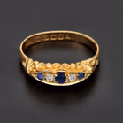 18ct Yellow Gold Victorian Sapphire & Diamond Ring