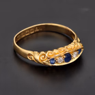 18ct Yellow Gold Victorian Sapphire & Diamond Ring