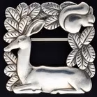 Sterling Silver "Fawn & Squirrel" Pattern Brooch
