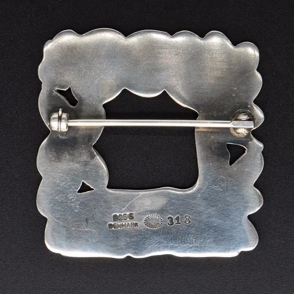 Sterling Silver "Fawn & Squirrel" Pattern Brooch