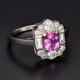 Platinum Pink Sapphire Diamond Ring