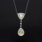18ct White Gold Opal and Diamond Pendant