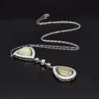 18ct White Gold Opal and Diamond Pendant