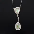 18ct White Gold Opal and Diamond Pendant