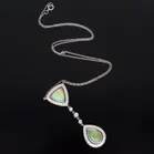 18ct White Gold Opal and Diamond Pendant
