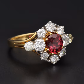 18ct Yellow Gold Burmese Ruby & Diamond Ring