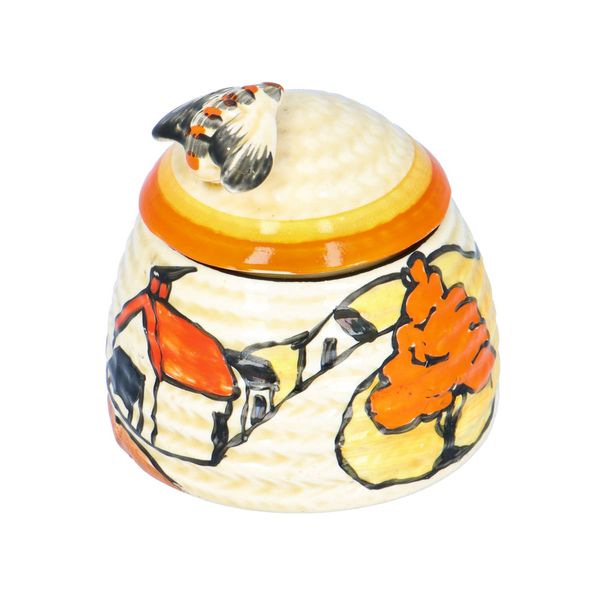 Clarice Cliff House and Bridge Preserve Pot