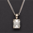 18ct White Gold 0.88ct Emerald-Cut Diamond Solitaire Pendant Necklace