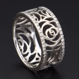 Chanel Camelia Ajoure 18ct White Gold & Diamond Full Eternity Ring