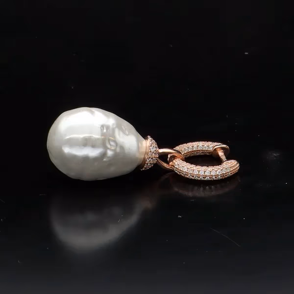 Silver Rose Gold Plated Baroque Pearl Earrings