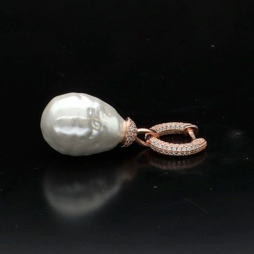 Silver Rose Gold Plated Baroque Pearl Earrings image-4