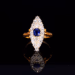360° view of The Antique Victorian Sapphire And Old Cut Diamond Navette Ring