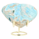 Carribean blue calciet hart 13cm - 360° presentation