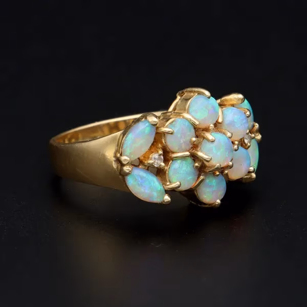 14KT Gold Opal and Diamond Ring