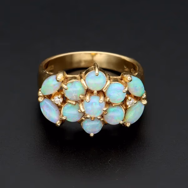 14KT Gold Opal and Diamond Ring