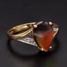 Gold Ammolite Spinel Ring