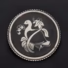 Rare Iron and Sterling Silver Bird Design Brooch