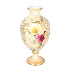 Edwardian Grainger and Co Handpainted Vase