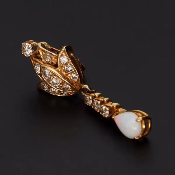 14ct Gold Opal and Diamond Cluster Earrings